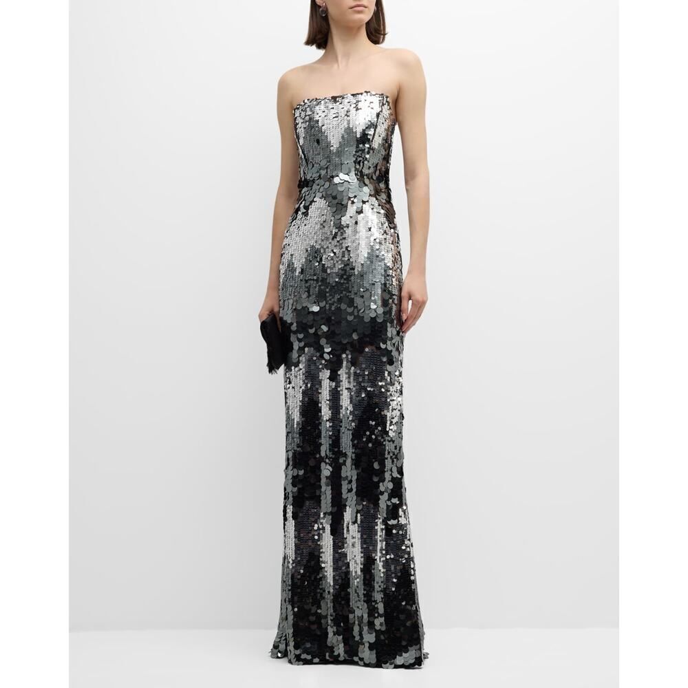 Bronx and banco farah strapless gunmetal gown black silver XL(US10) - Picture 4 of 8